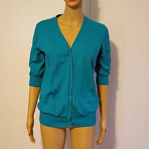 Teal Button-Up Cardigan